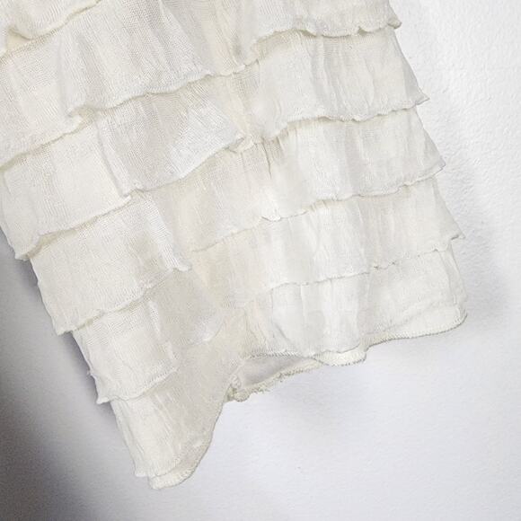 Slinky Brand Top Womens 2X Ivory Tiered Layered Ruffle Scoop Neck Boho Blouse 90 - Picture 7 of 11